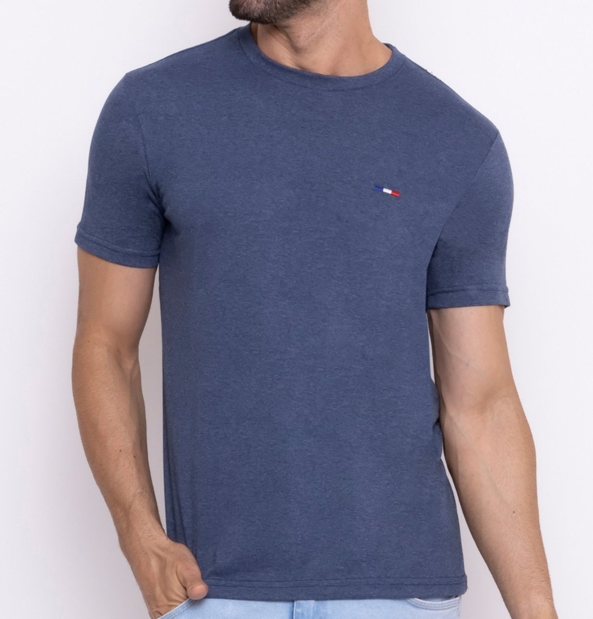 Imagem principal Camisetas FMF Básicas Masculina em Algodão Premium no Estilo Tommy Bordado França Marinho azul marinho FMF azul marinho