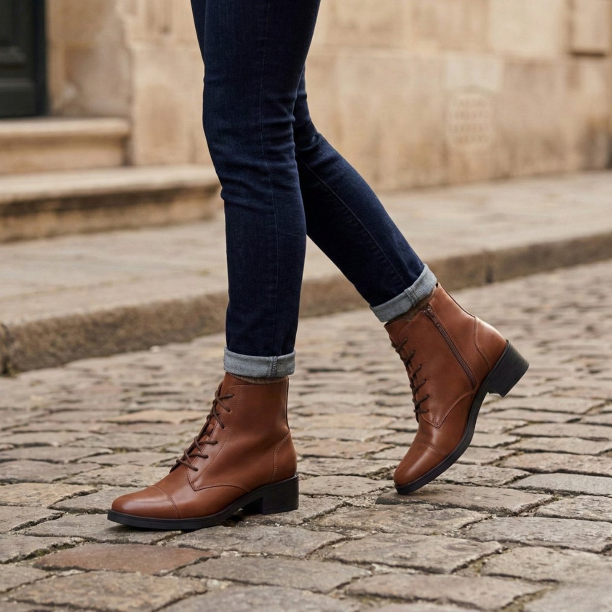 Imagem principal Bota Feminina Cano Curto Em Couro Casual Amarração Moda Maria Paula Cacau marrom MARIA PAULA marrom