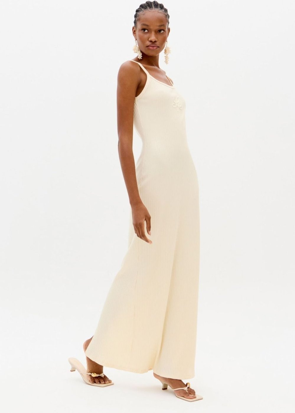 Vestido Canelado Super Midi De Alças