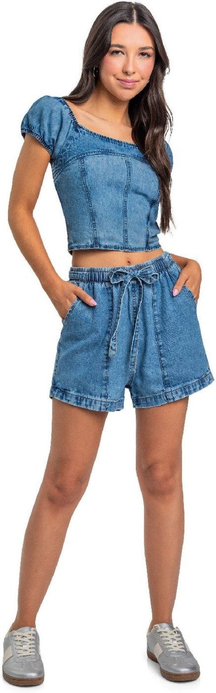 Infantil - Blusa Cropped Jeans Juvenil Gloss