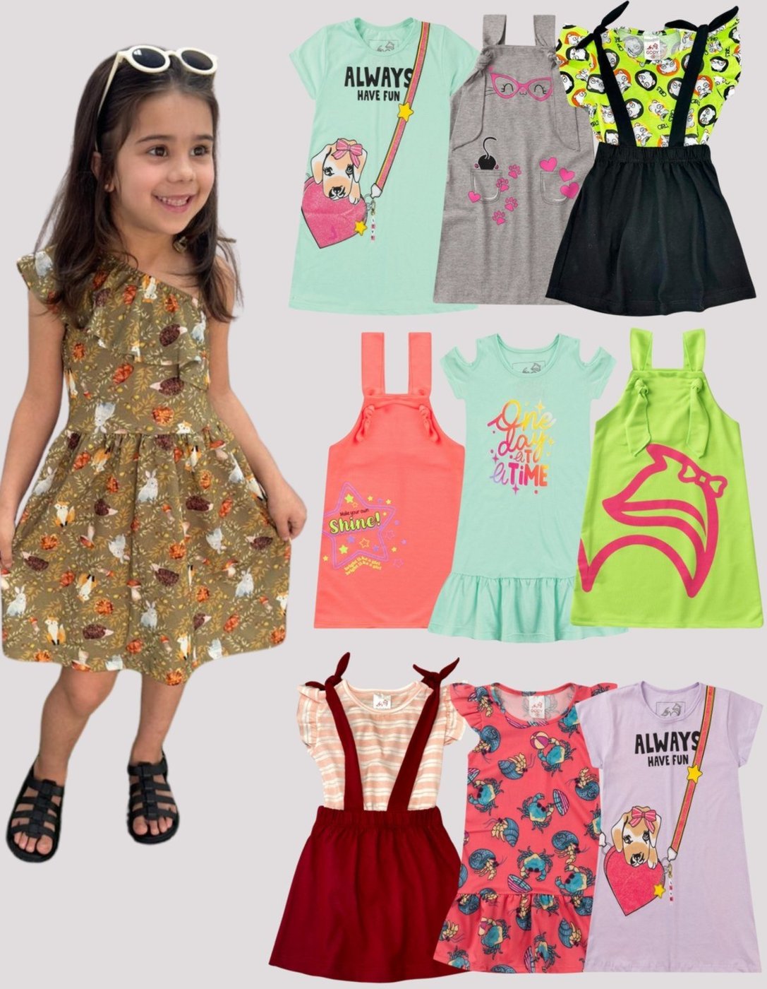 Imagem principal Infantil - Kit 3 vestidos verão menina SORTIDOS - Babei Babei no Look unico Babei no Look unico