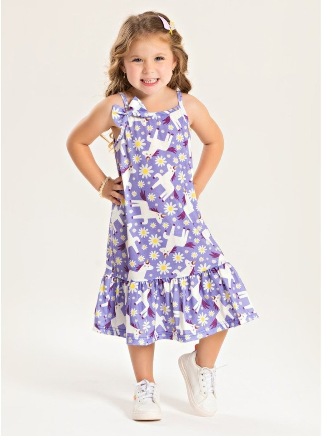 Imagem principal Infantil - Vestido Alcinha com Lacinho Verão Menina Unicórnios Molekada roxo Molekada roxo