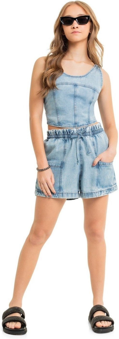 Infantil - Top Corset Jeans Juvenil Gloss
