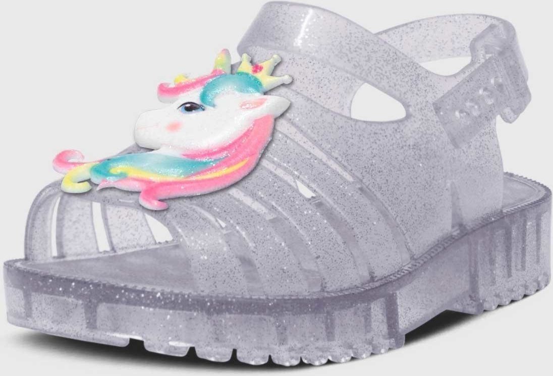 Infantil - Sandália Rasteira Pópidi Menina Emborrachada Unicórnio Glitter