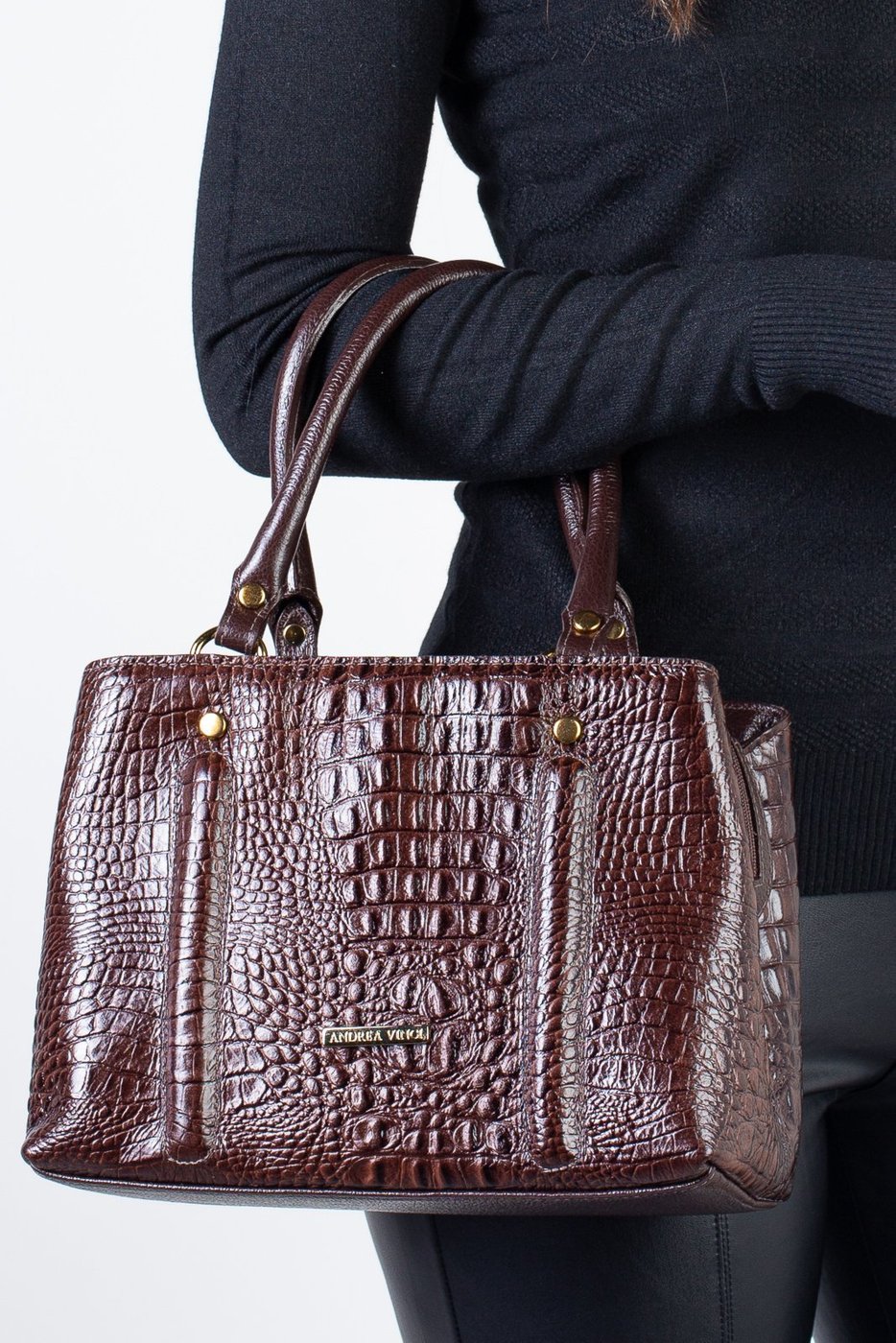 Imagem principal Bolsa Andrea Vinci De Couro Croco Pequena Melina - Café vermelho Andrea Vinci vermelho