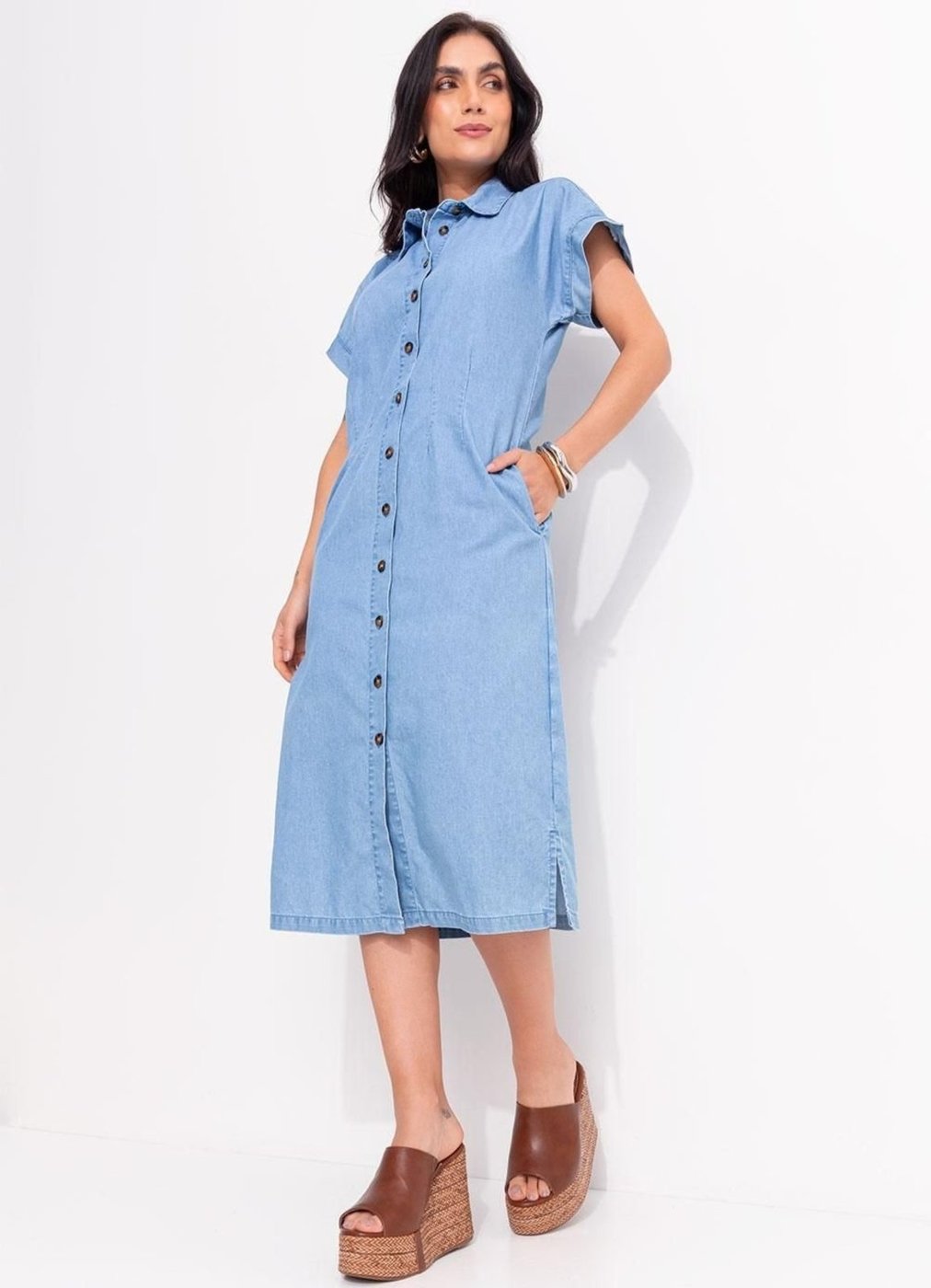 Vestido Em Jeans Quintess Jeans Claro