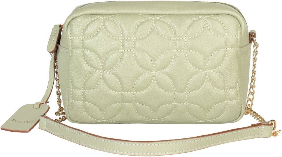 Bolsa transversal de couro matelassê com corrente Mirella