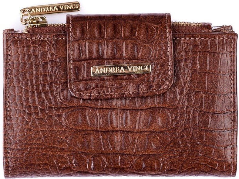 Imagem principal Carteira feminina de couro croco Lanna 10x15,5cm - Whisky Andrea Vinci vermelho Andrea Vinci vermelho