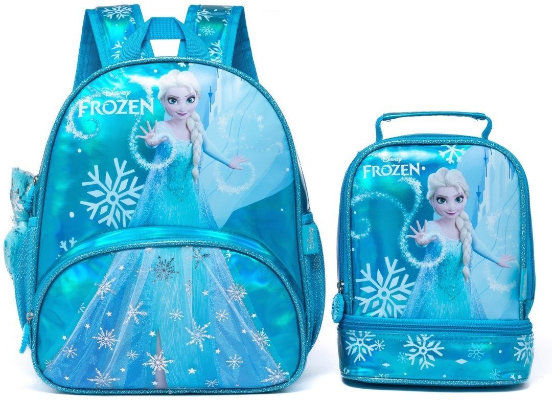 Infantil - Kit Mochila Lancheira Escola Disney Espaçosa Frozen