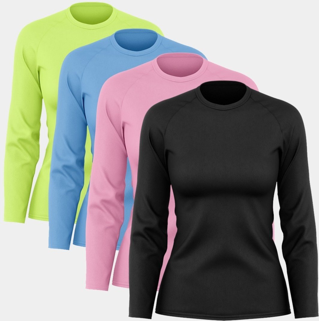 Imagem principal Kit 4 Camisetas Manga Longa Feminina Dry Básica Lisa Proteção Solar UV Térmica Blusa Academia Esporte Camisa Colorido ADRIBEN multicolorido ADRIBEN multicolorido