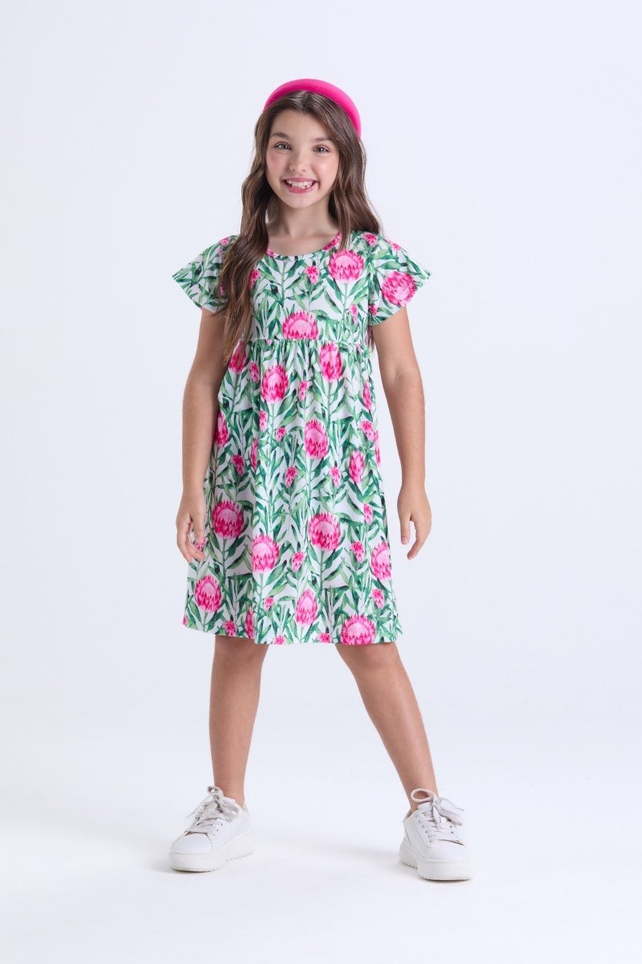 Imagem principal Infantil - Vestido Menina Floral Babado Poliplex VIDA COSTEIRA branco VIDA COSTEIRA branco