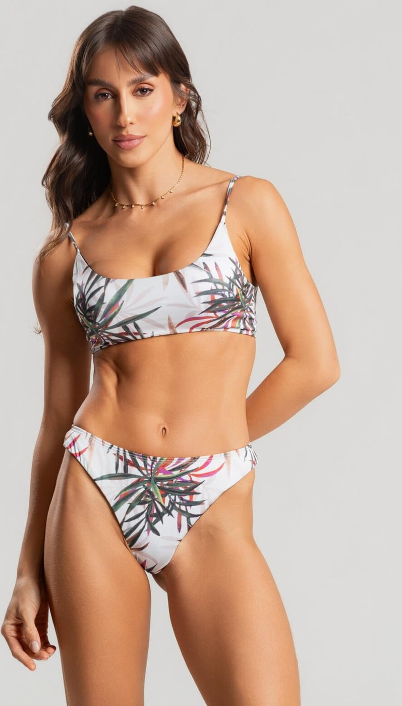 Imagem principal Biquini Faixa Calcinha Fio Duplo Proteção Uv 50+ Vicbela branco/estampado Vicbela branco/estampado