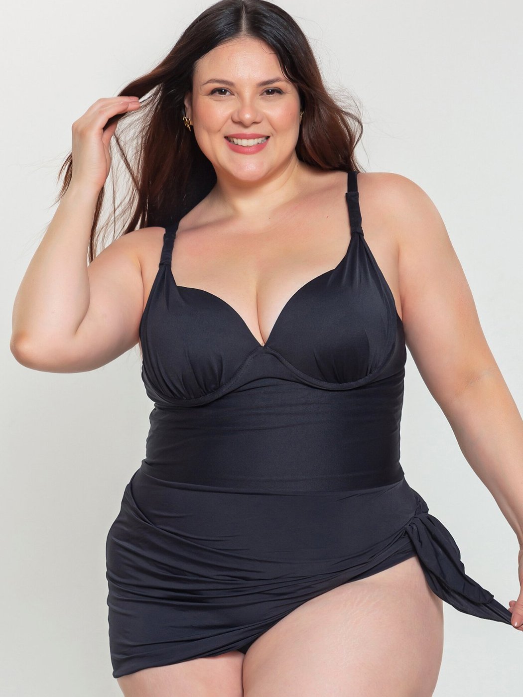 Maiô Plus Size Orla da Praia Feminino Com Saia Saída Praia Bojo Com Aro