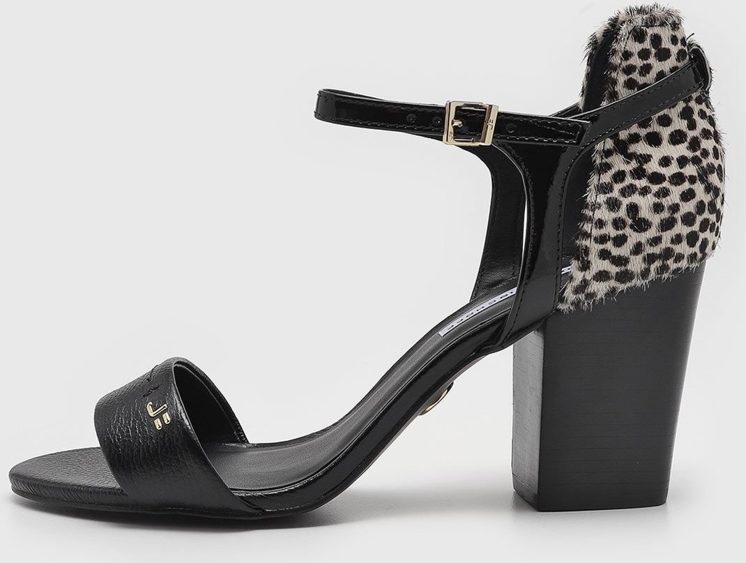 Sandália Jorge Bischoff Recorte Animal Print Preta
