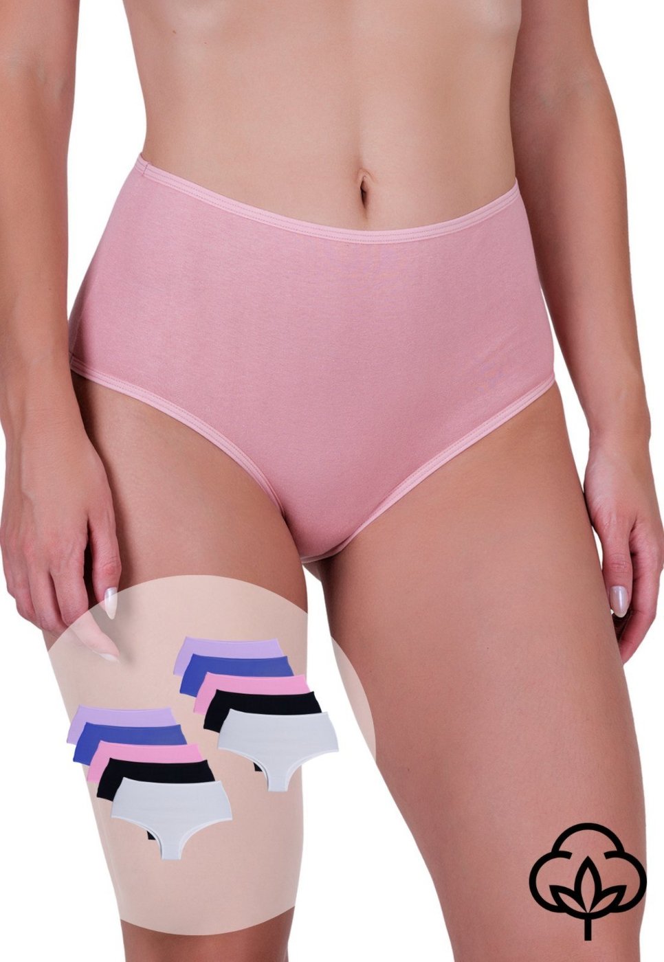 Kit 10 Calcinhas Femininas Algodão Aveludado Cós Alto Elegância Hot Pant