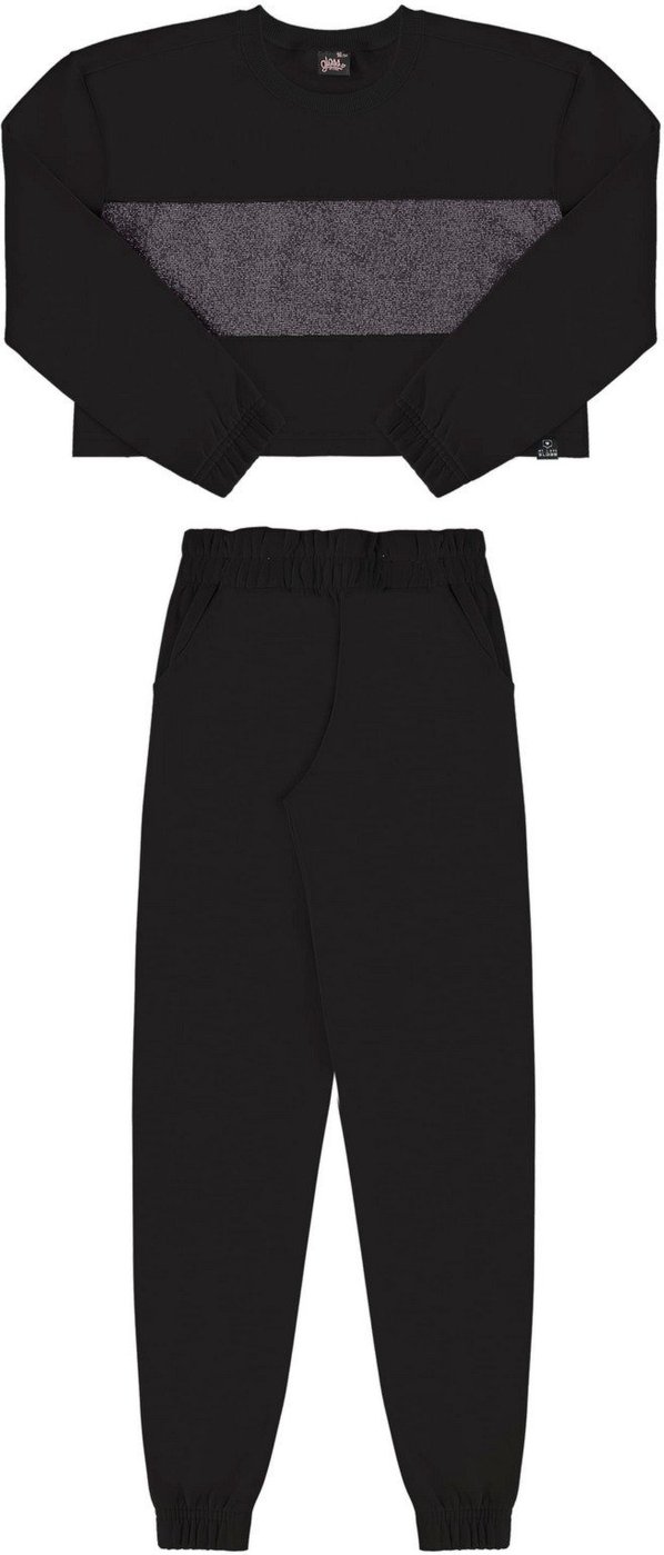 Infantil - Conjunto Blusão Cropped e Calça em Moletom Juvenil Gloss