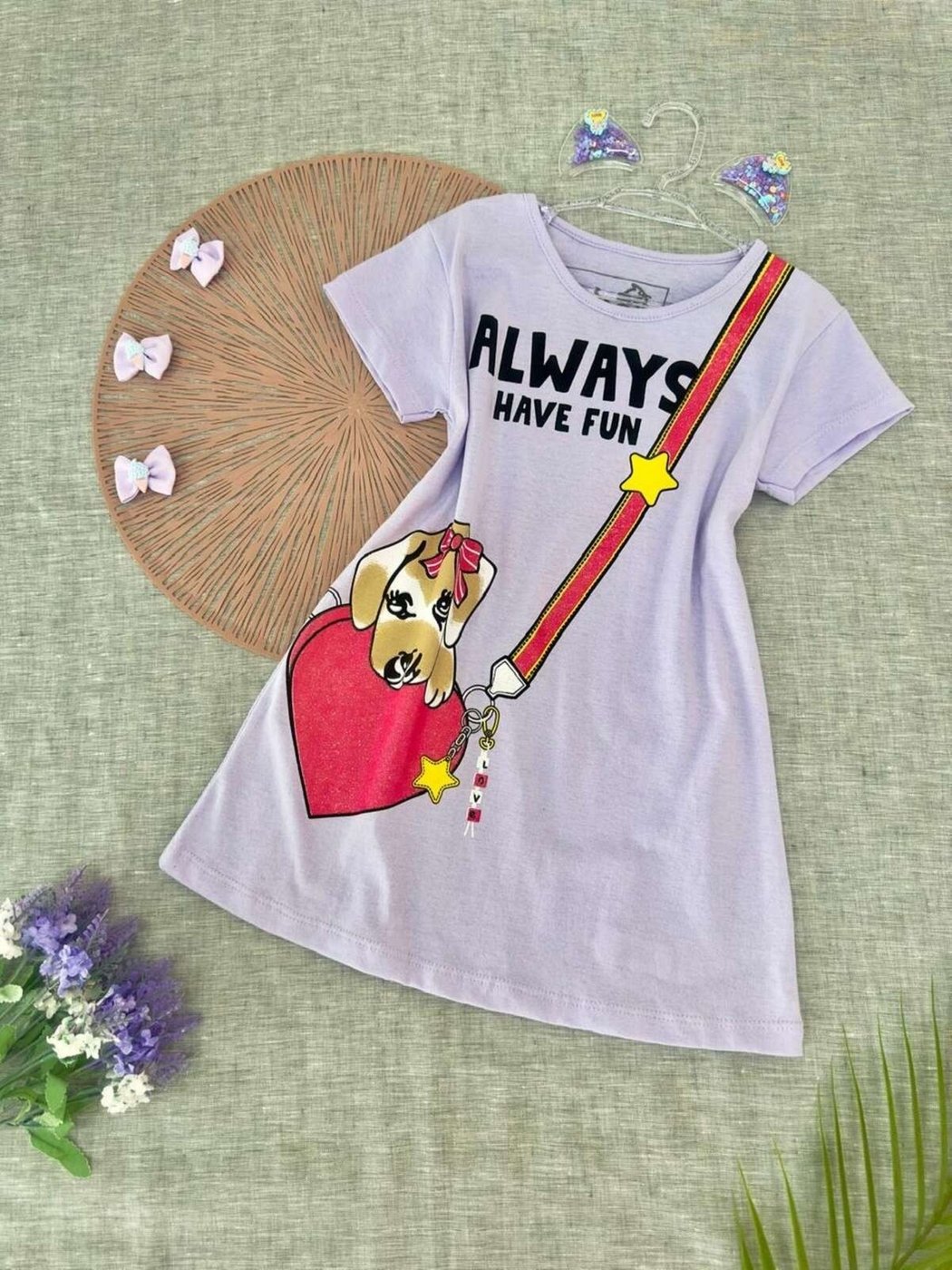 Imagem principal Infantil - Vestido Always Have Fun Cachorrinho - Lilas - Babei Babei no Look unico Babei no Look unico