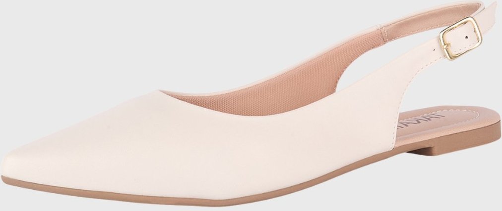 Sapatilha Slingback Takata Bico Fino Rasteira Feminina Lisa OffWhite