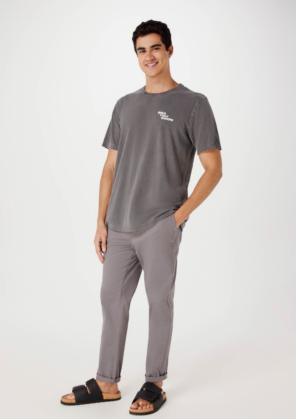 Imagem principal Calça Básica Masculina Jogger Em Sarja Com Elastano Hering cinza Hering cinza
