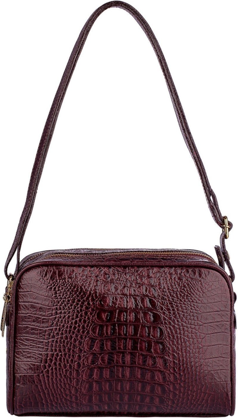 Imagem principal Bolsa quadrada de couro croco Daiana - Marsala Andrea Vinci caramelo Andrea Vinci caramelo