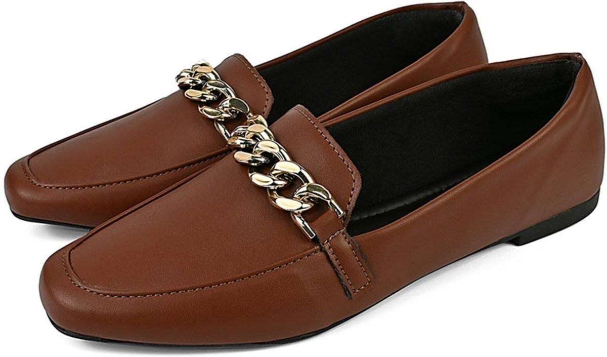 Sapato Feminino Mocassim CM Calçados Bico Quadrado Confort Terra Corrente