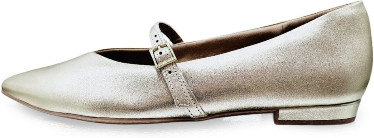 Imagem principal Sapatilha Usaflex Feminina Bico Fino Estilo Boneca Mary Jane Ouro dourado Usaflex dourado