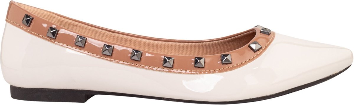 Imagem principal Sapatilha Feminina Bico Fino Casual Flat Pirâmide Confortável Via Angel 16.08 Off White off-white white VIA ANGEL off-white white