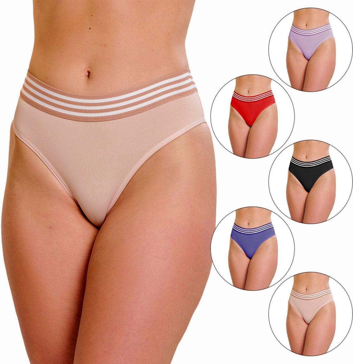 Imagem principal Kit 5 Calcinha Gabi Lingerie Cós Cueca Feminina Modelagem Leve Confortável Moda Íntima multicolorido Gabi Lingerie multicolorido