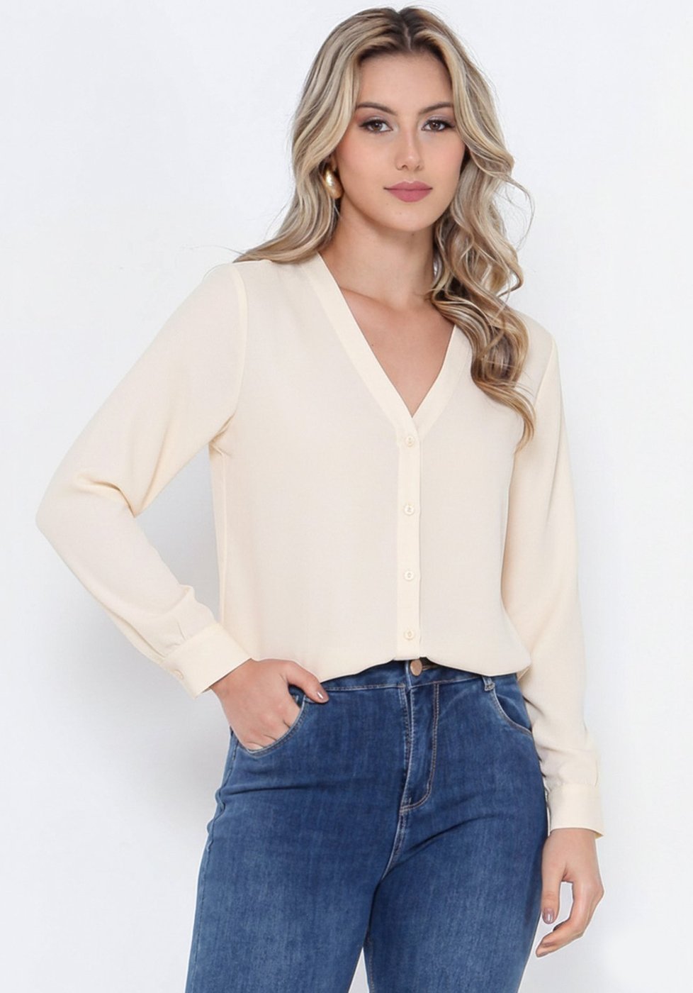 Imagem principal Camisa Intens Manga Longa Crepe Creme bege Intens bege