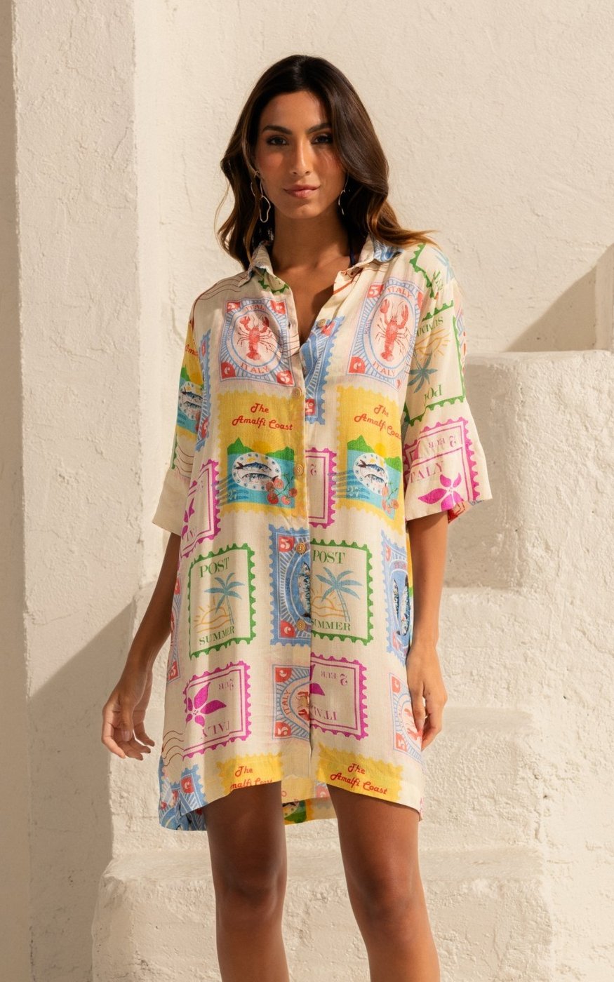 Imagem principal Camisa Manga Curta Viscose Além Mar SP1484BQ De Chelles estampado De Chelles estampado