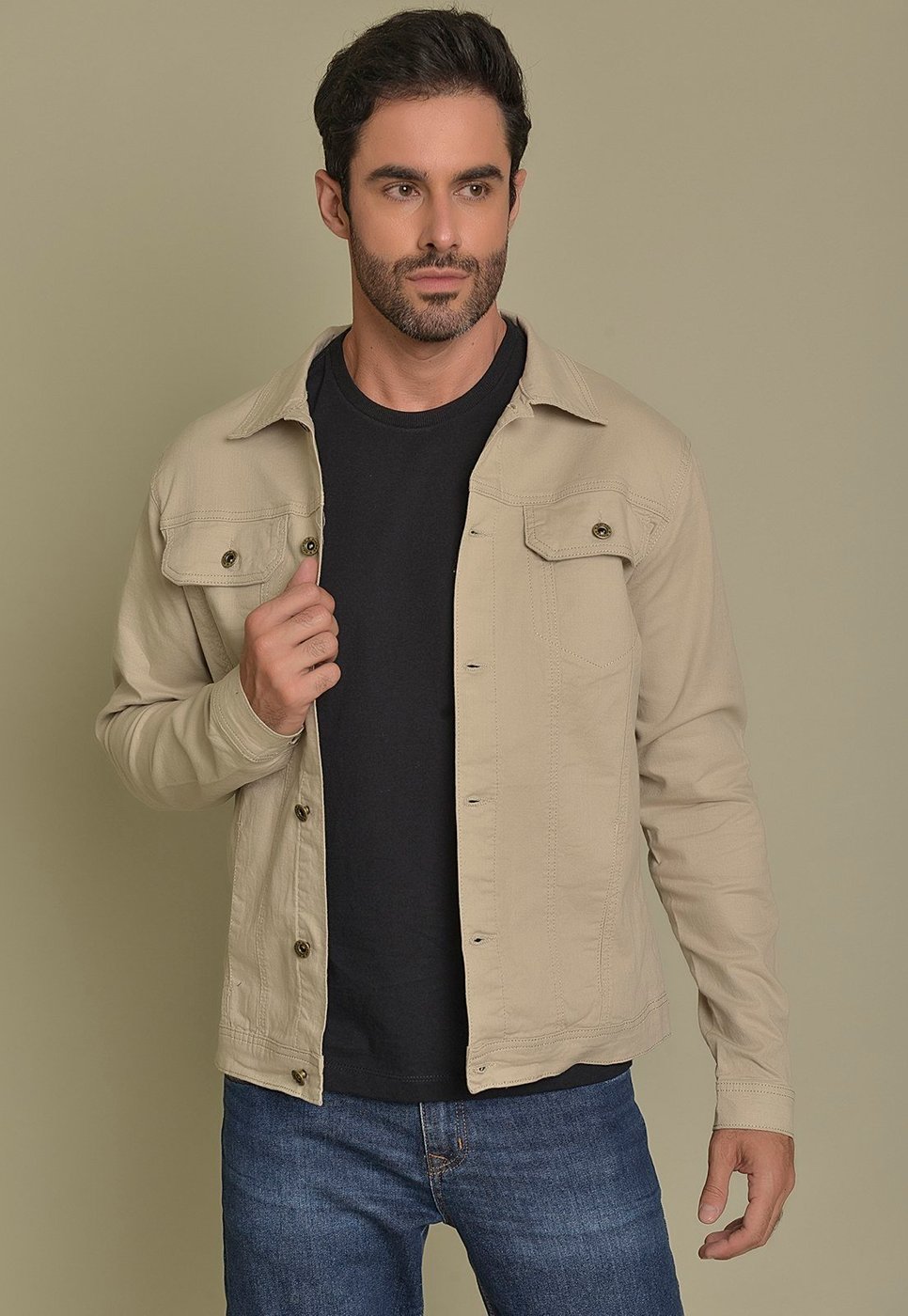 Jaqueta Sarja Tradicional na Cor Areia Dialogo jeans Masculino