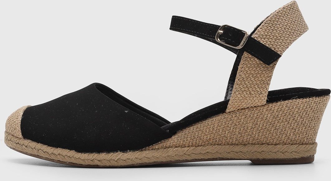 Sandália Feminina VIA UNO Anabela Detalhe Corda Preta