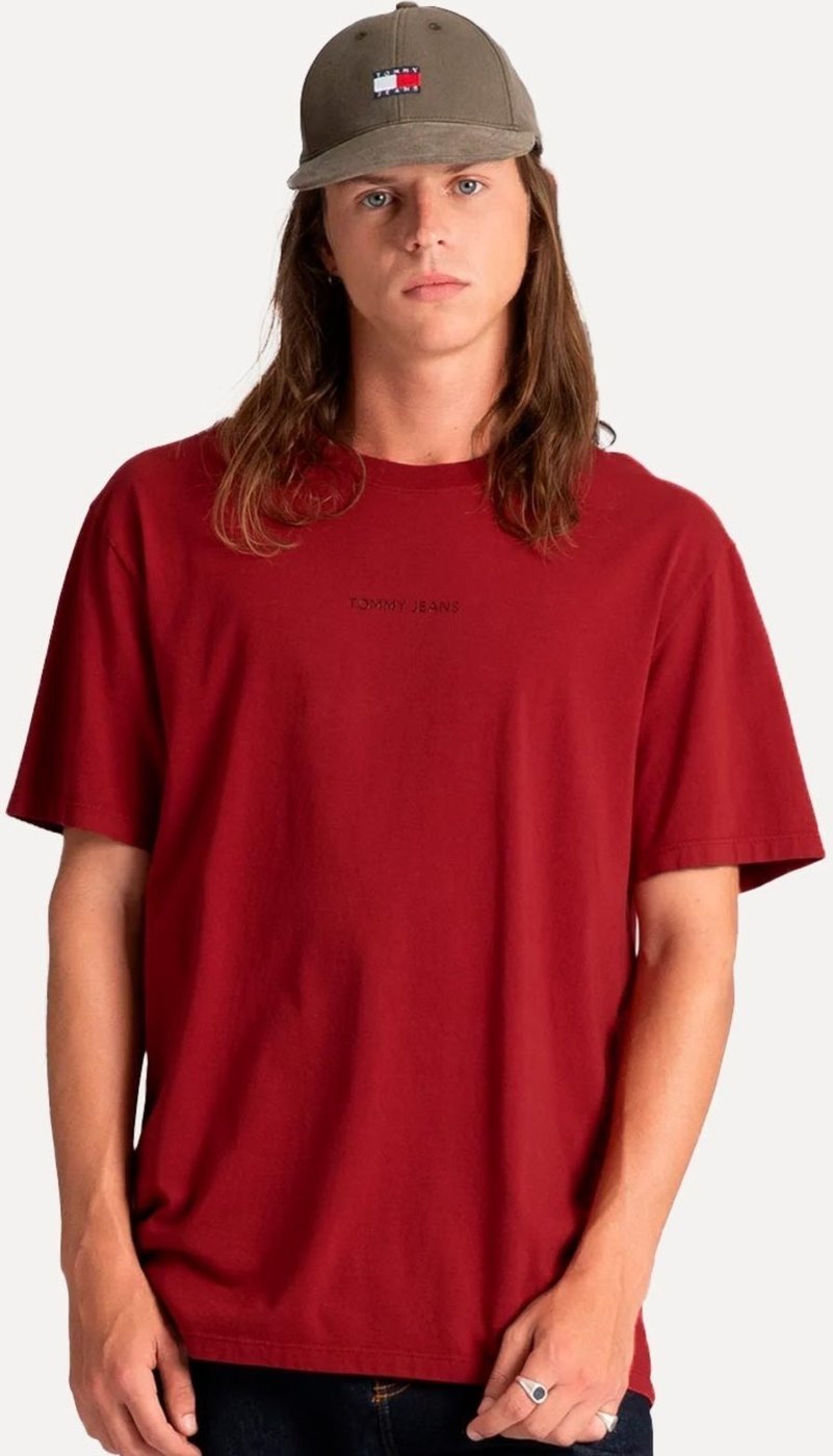 Imagem principal Camiseta Tommy Jeans Masculina Linear Gel Escuro vermelho Tommy Jeans vermelho