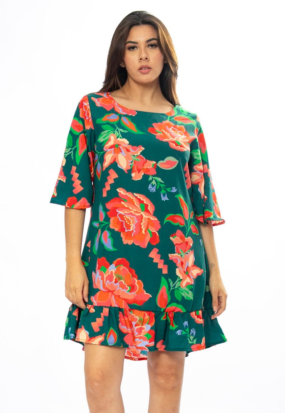Vestido Amazonia Vital Curto Viscose Estampa Explosão Floral