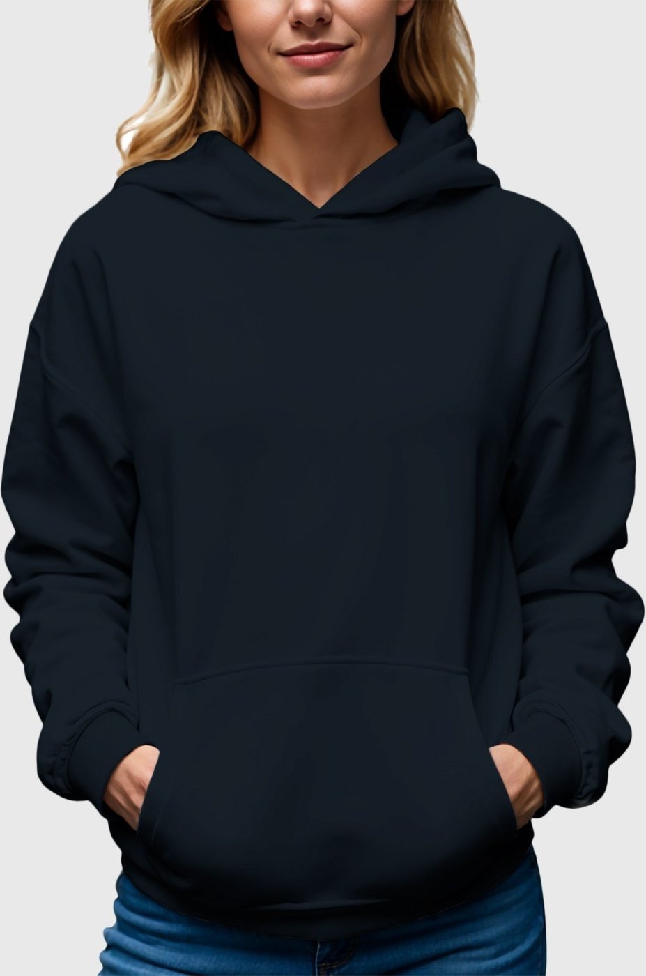 Moletom Canguru Feminino Flanelado Com Capuz Marinho