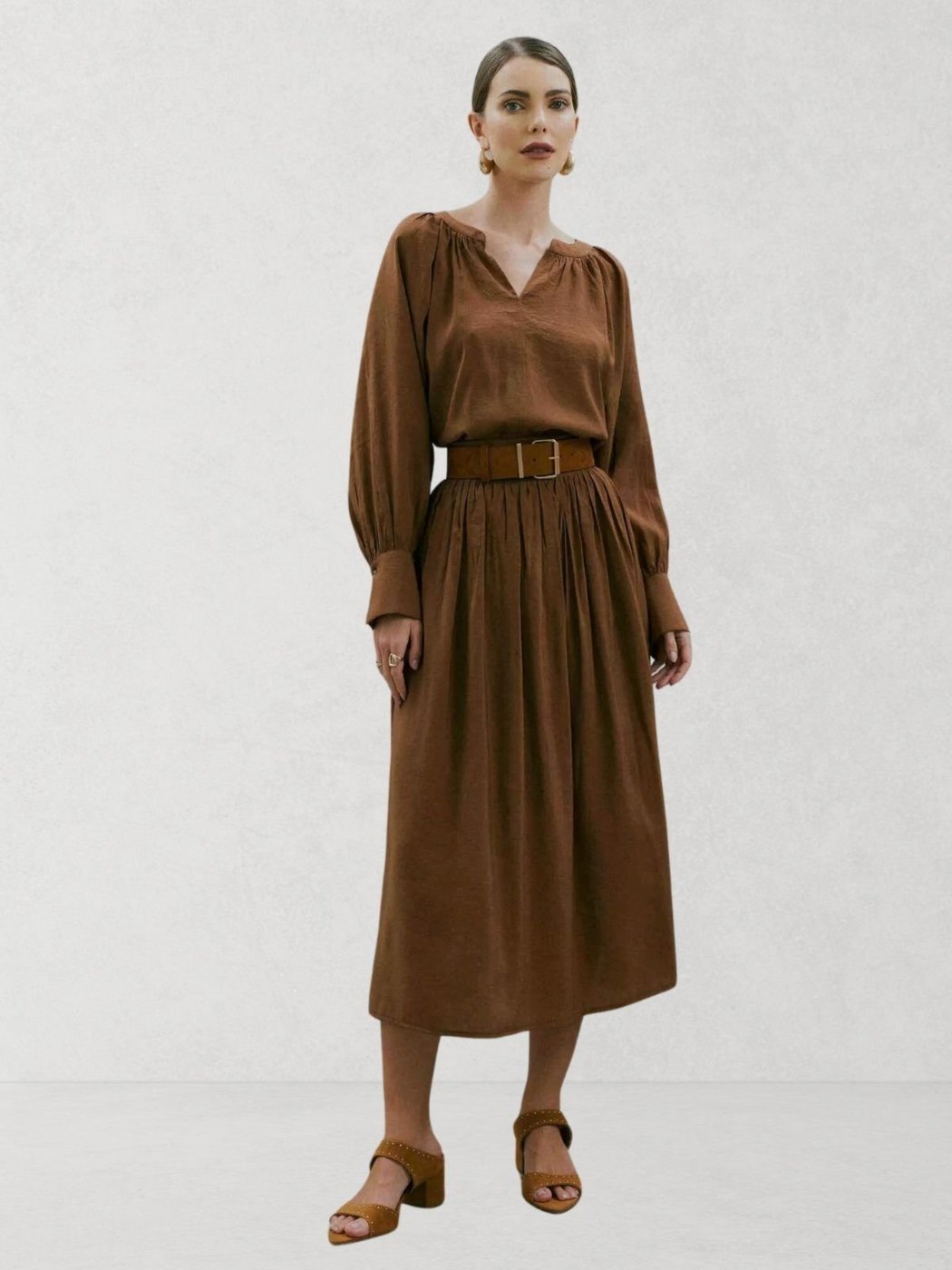 Saia Via Lessa Vittoria Midi Modelagem Evasê