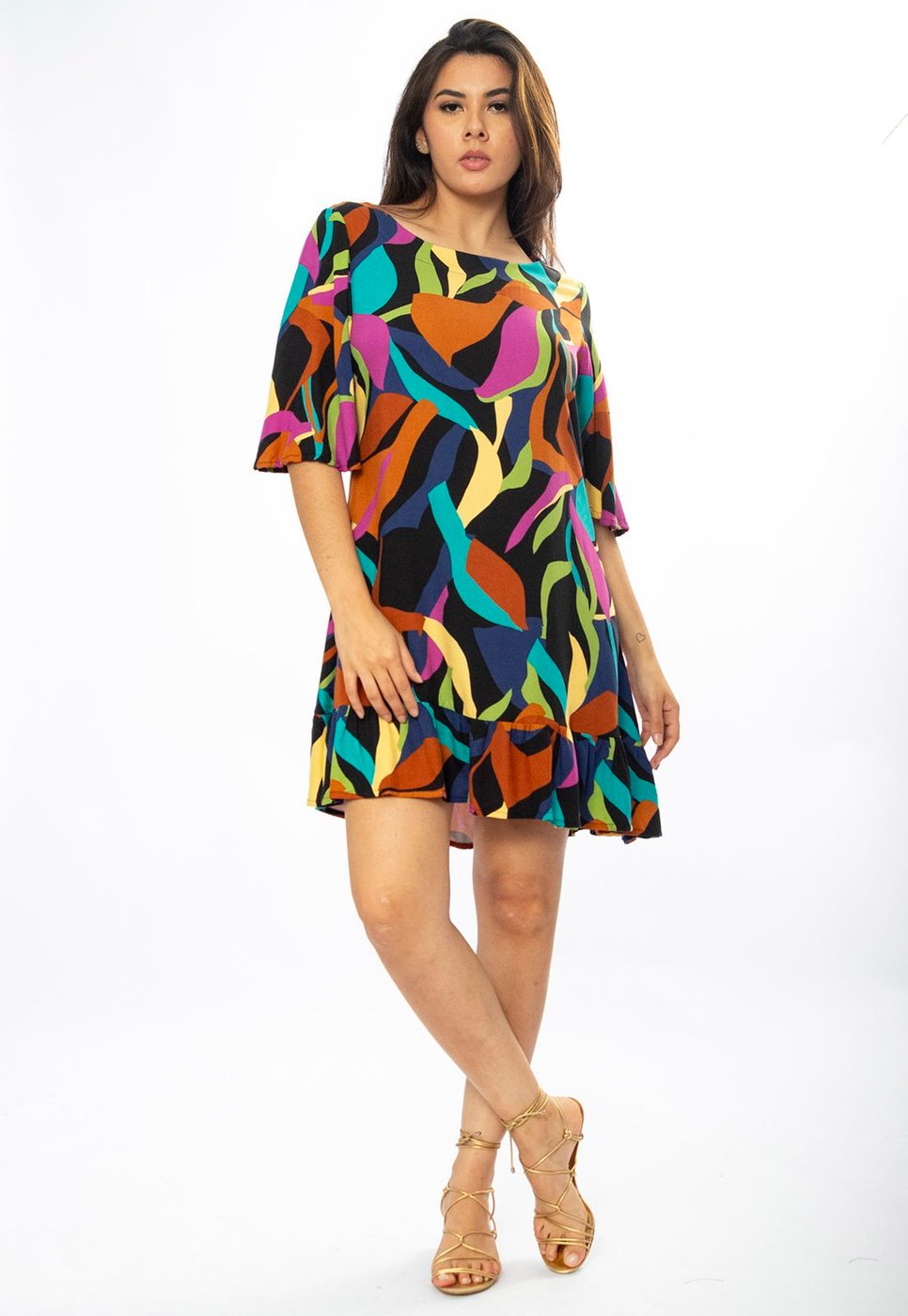 Vestido Curto Viscose Estampa Aurora Urbana