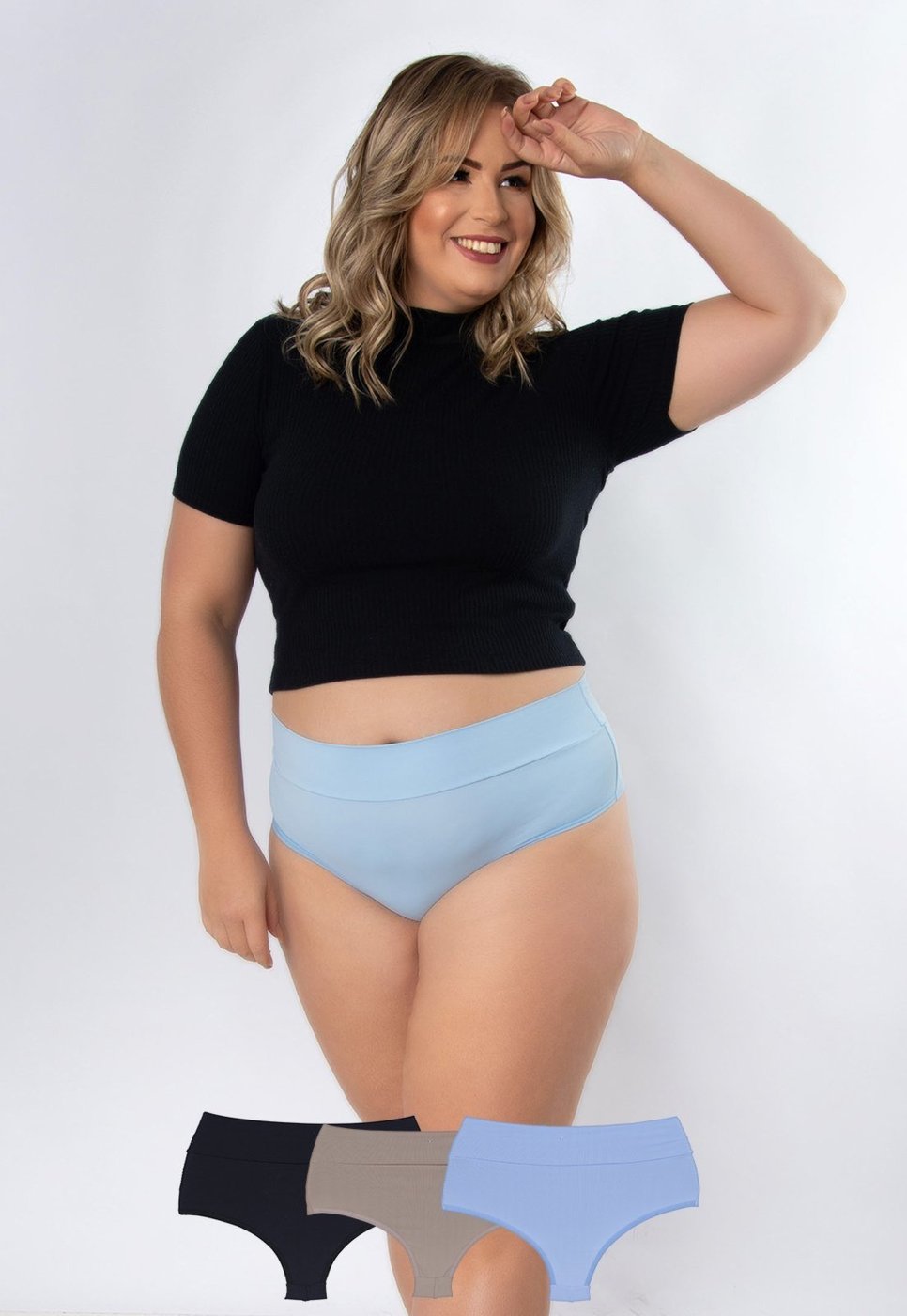 Imagem principal Kit 3 Calcinhas Amorosa Plus Size Microfibra Fio Duplo Concept Lingerie multicolorido Concept Lingerie multicolorido