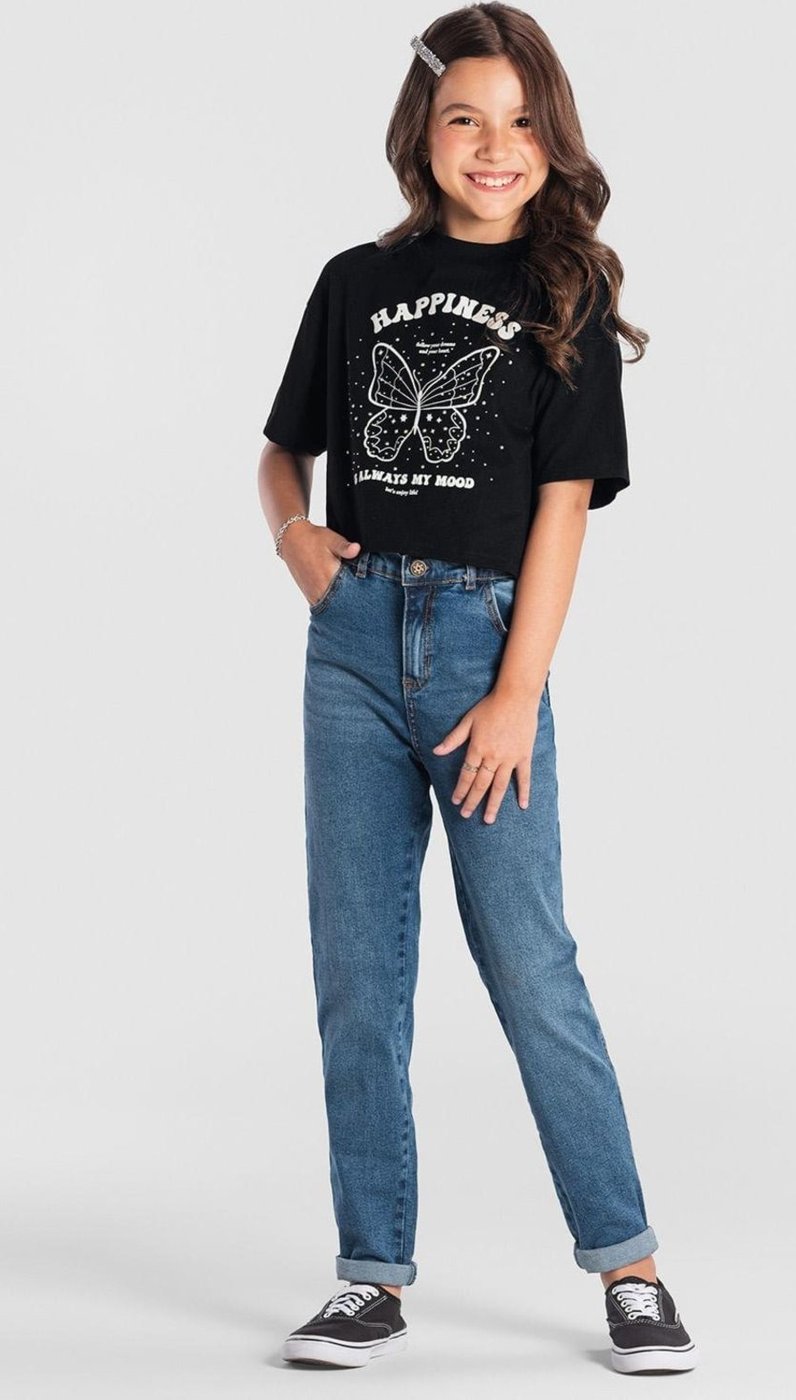 Imagem principal Infantil - Blusa cropped menina de borboleta Brandili Young preto Brandili preto