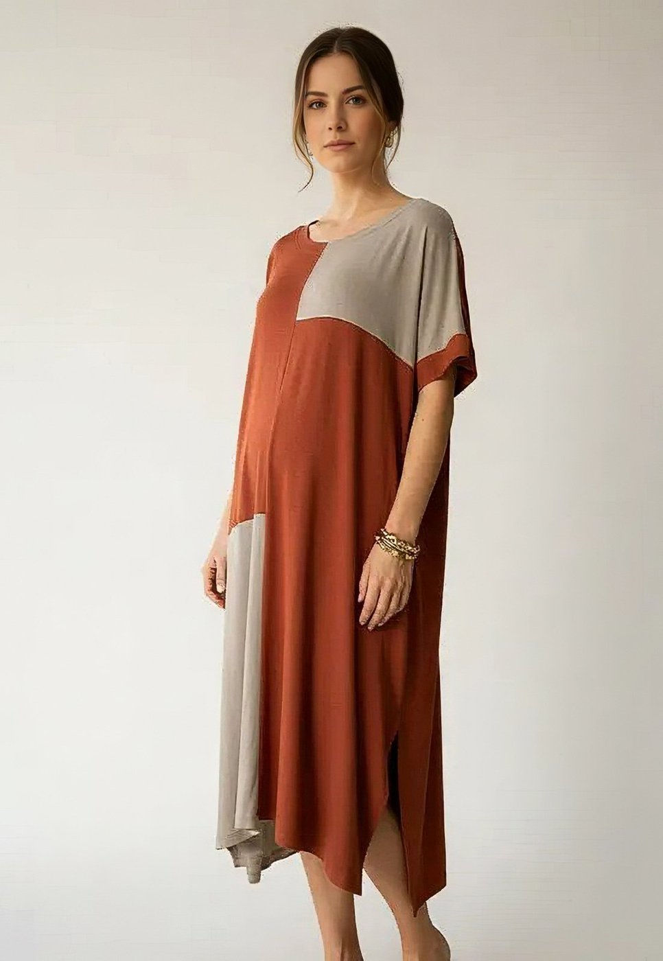 Vestido CabanaFee Terra Serena Midi Plus e Areia Mineral