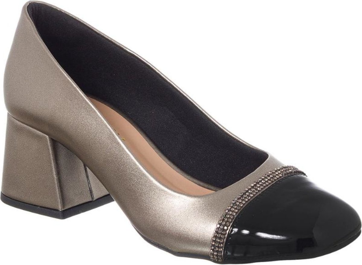 Imagem principal Scarpin Sapato Boneca Salto Grosso Bico Quadrado Strass Metalizado Velho Stessy Shoes prata/prata velho Stessy Shoes prata/prata velho