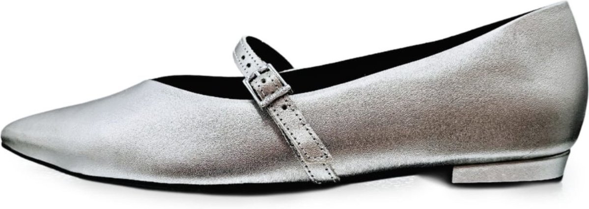 Imagem principal Sapatilha Usaflex Feminina Bico Fino Estilo Boneca Mary Jane Aço prata Usaflex prata