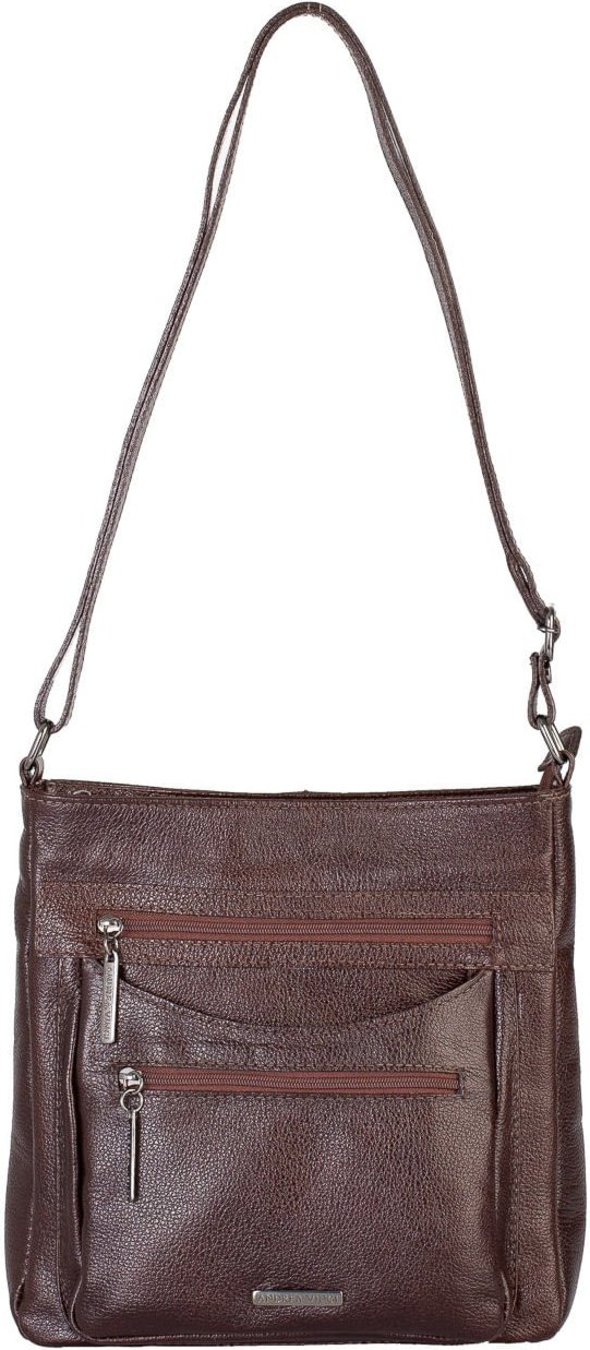 Bolsa tiracolo em couro liso metais grafite Thais - Café