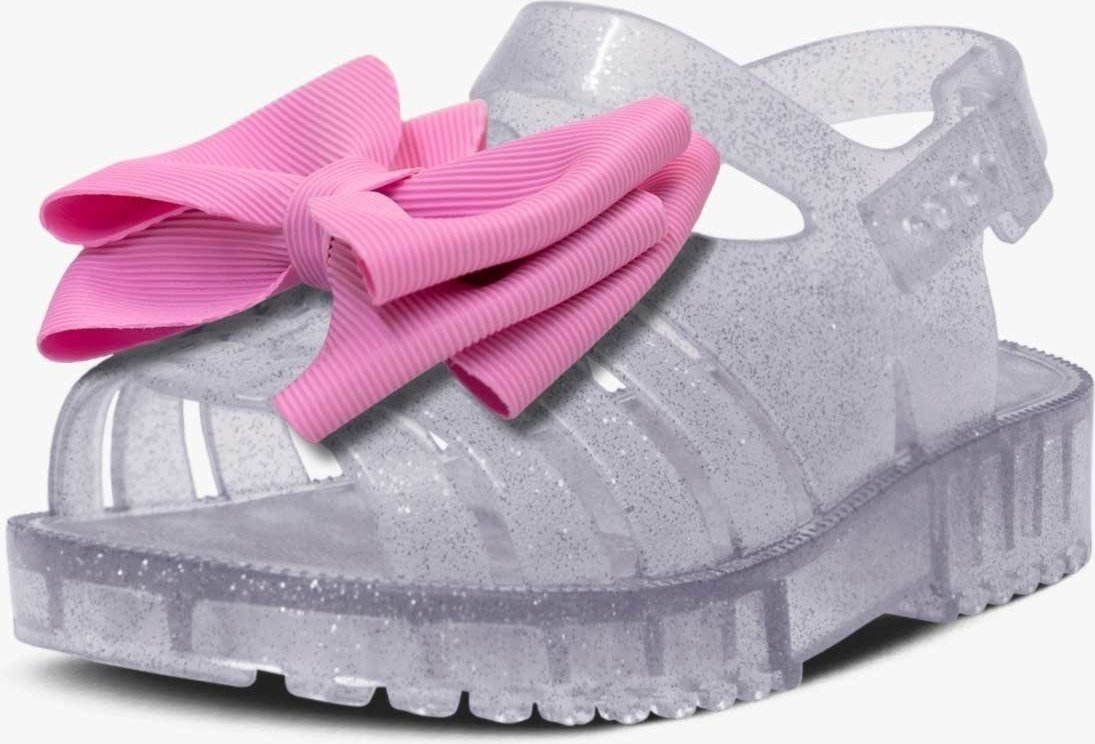 Infantil - Sandália Rasteira Pópidi Menina Emborrachada Laço Glitter