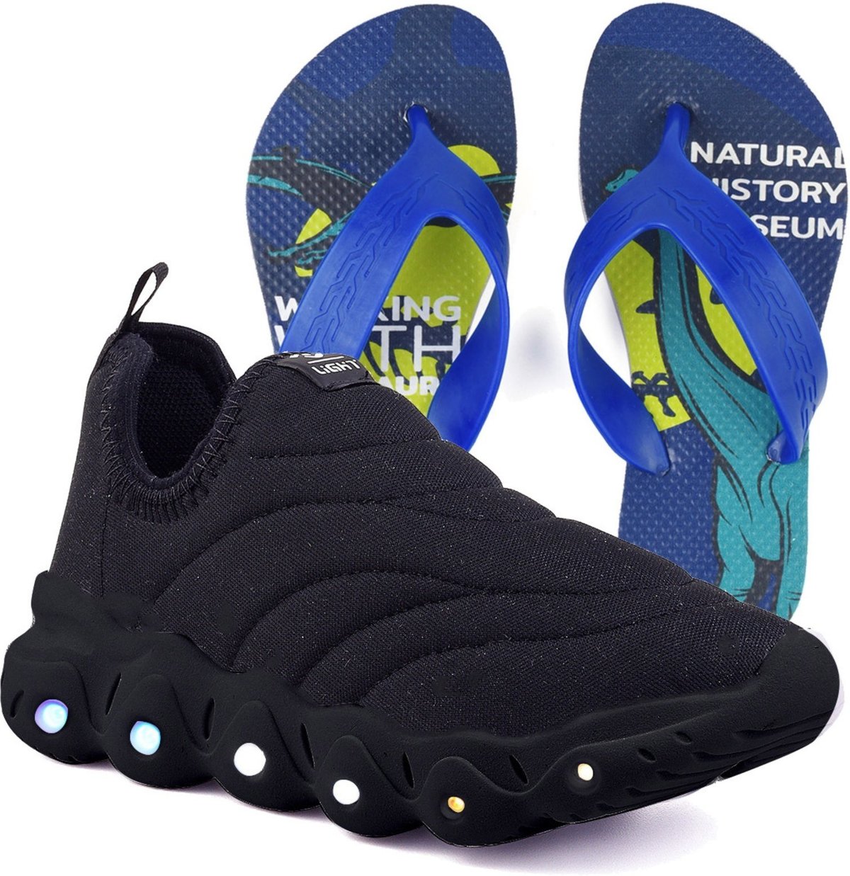 Infantil - Tenis de Led Menino e Menina Calce Facil e e Chinelo