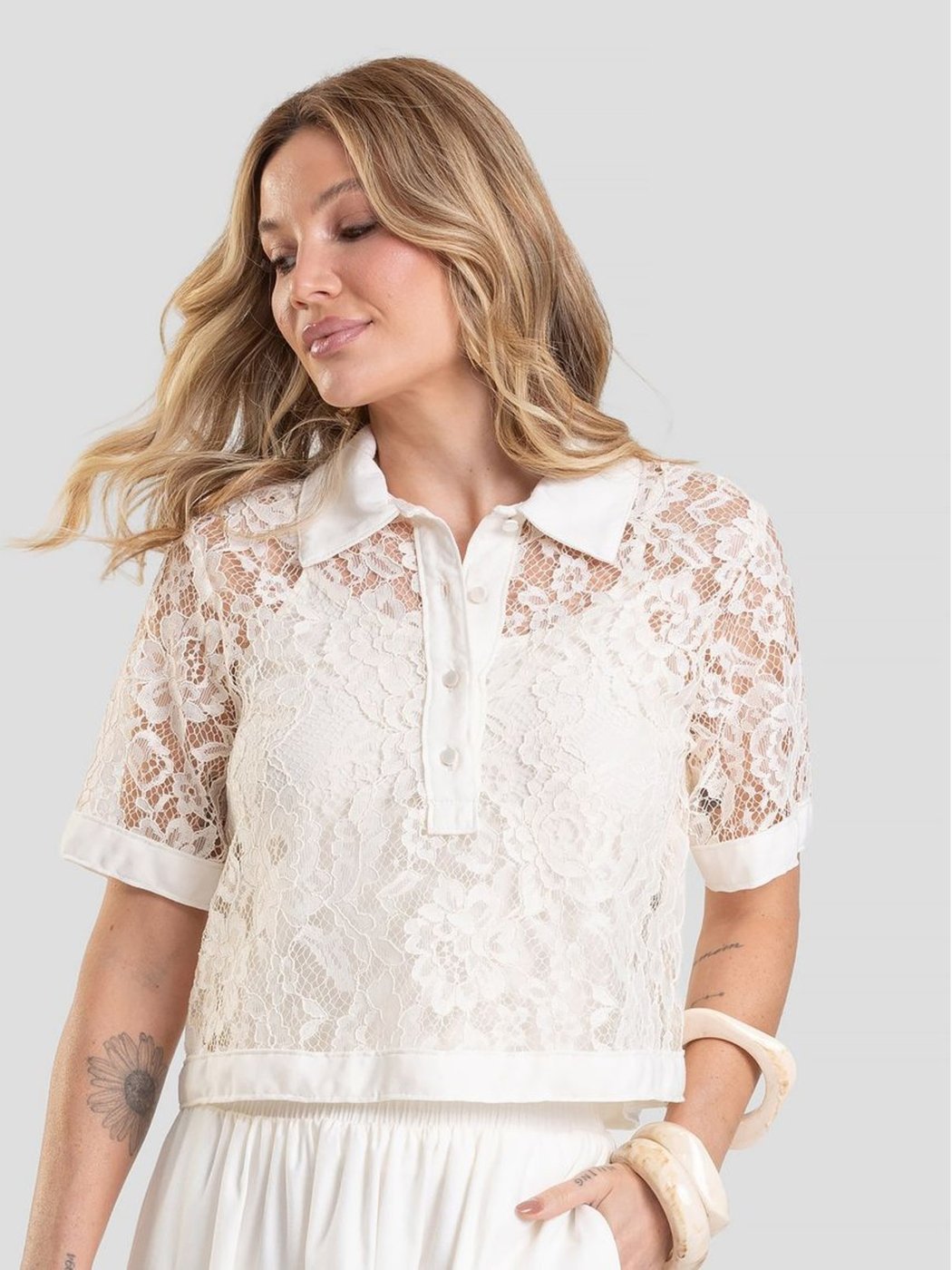 Conjunto Camisa com Blusa de Alça Feminina Dianna