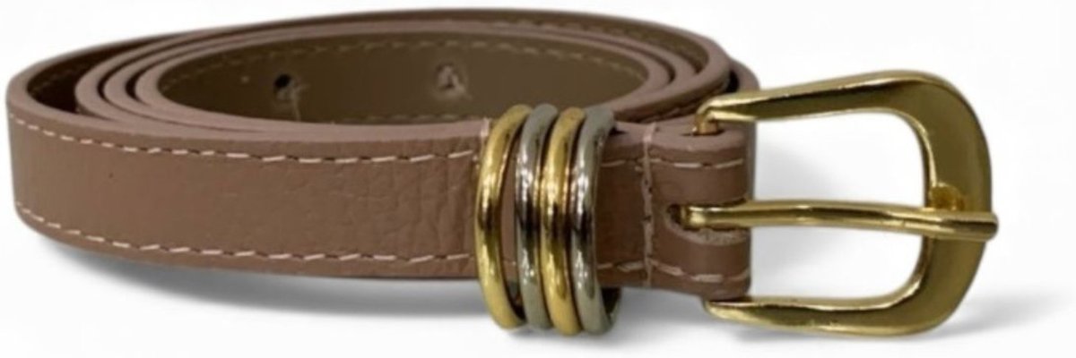 Cinto Fino Feminino em Couro Fivela Redonda 003