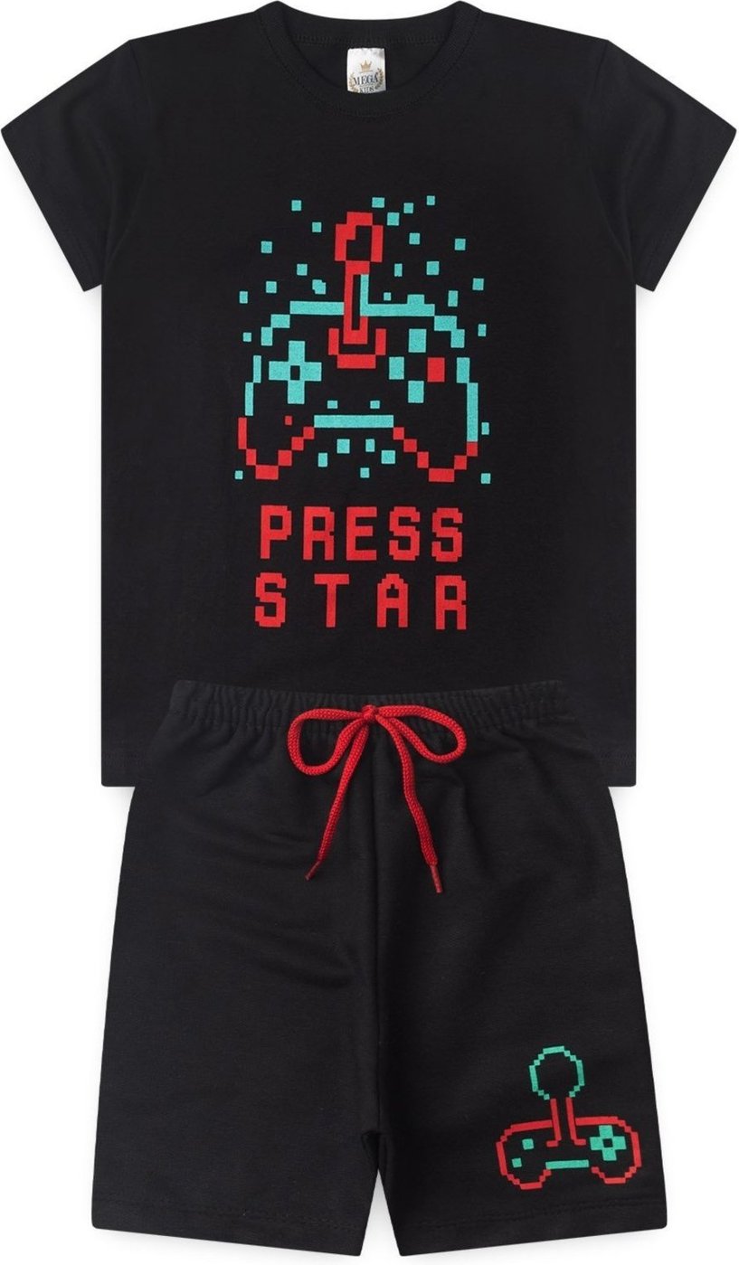 Imagem principal Infantil - Conjunto Verão Masculino Press Star Preto - Mega Mega Kids unico Mega Kids unico