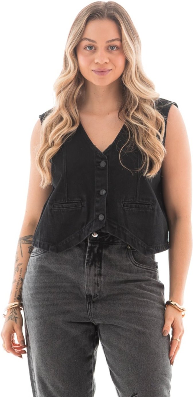 Colete Jeans Feminino Arauto Black Marmorizado