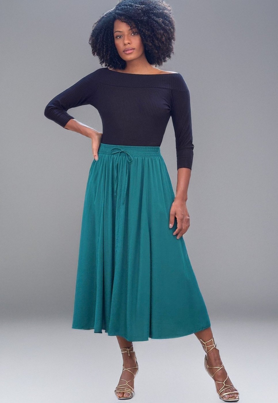 Saia Amazonia Vital Longa Viscose Estampa Musgo